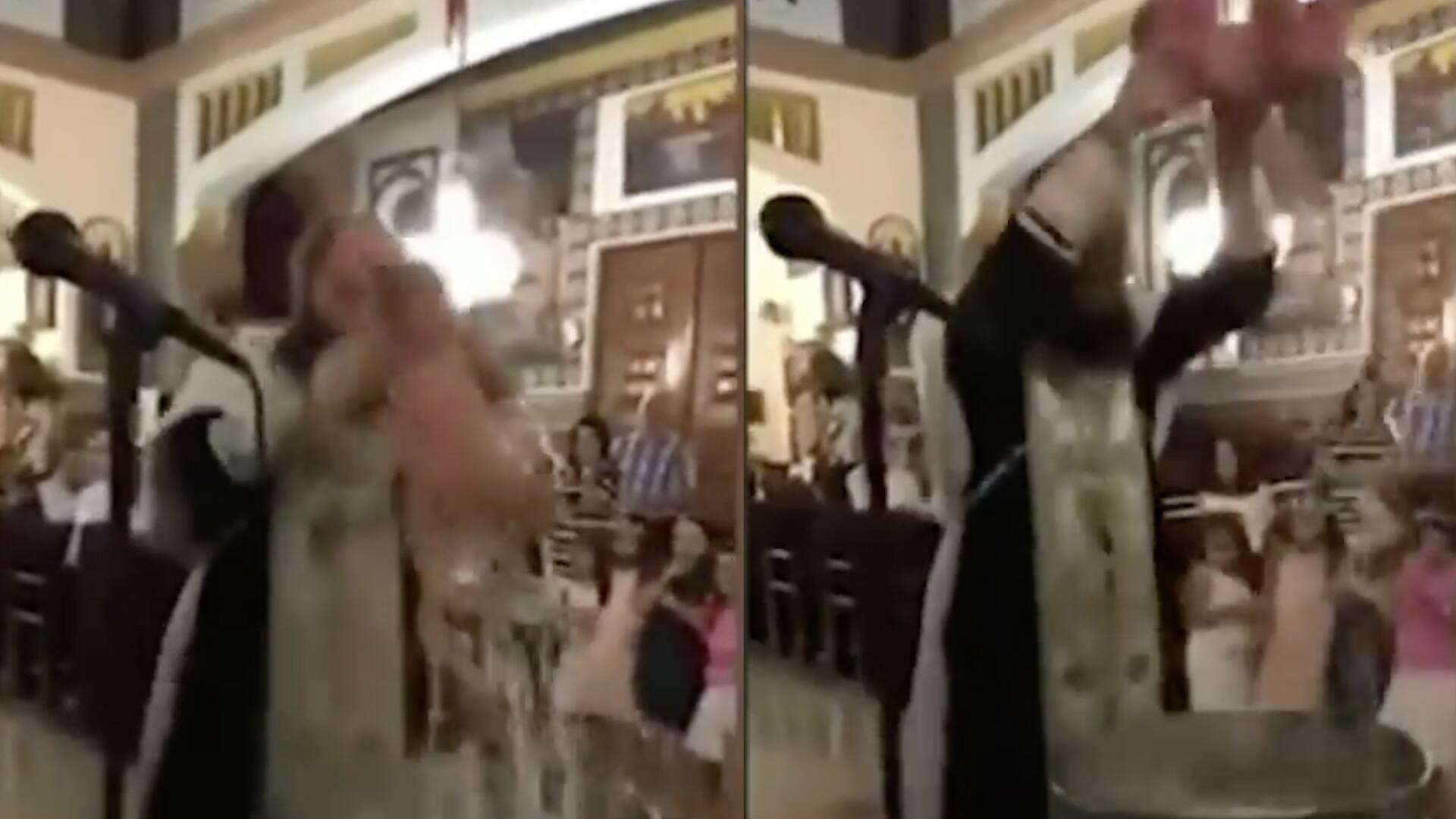 Greek Orthodox bishop repeatedly dunks baby in water in ‘most violent baptism ever’