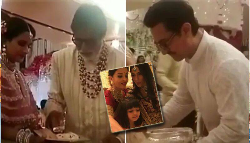 amitabh bachchan aishwarya rai aamir khan serving food at isha ambani wedding