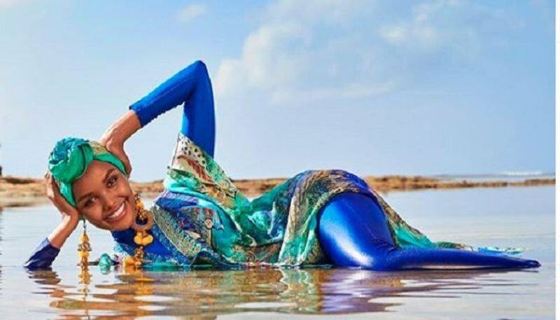 supermodel Halima Aden makes swimsuit history in hijab and burkini