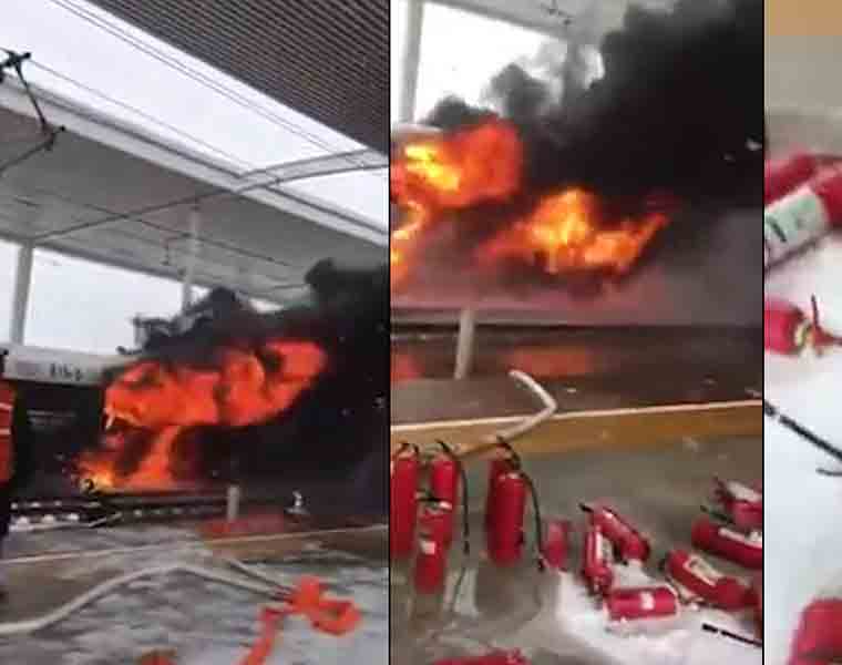 Watch how this superfast train burst into flames