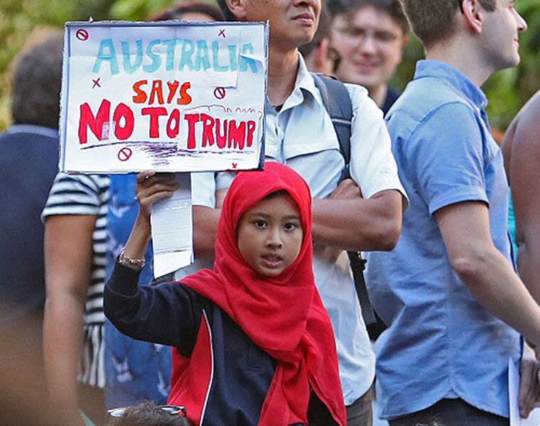 In pics Australia protest against Trumps Muslim travel ban