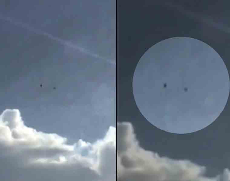 'Hovering black blob' UFOs spotted flying in the sky