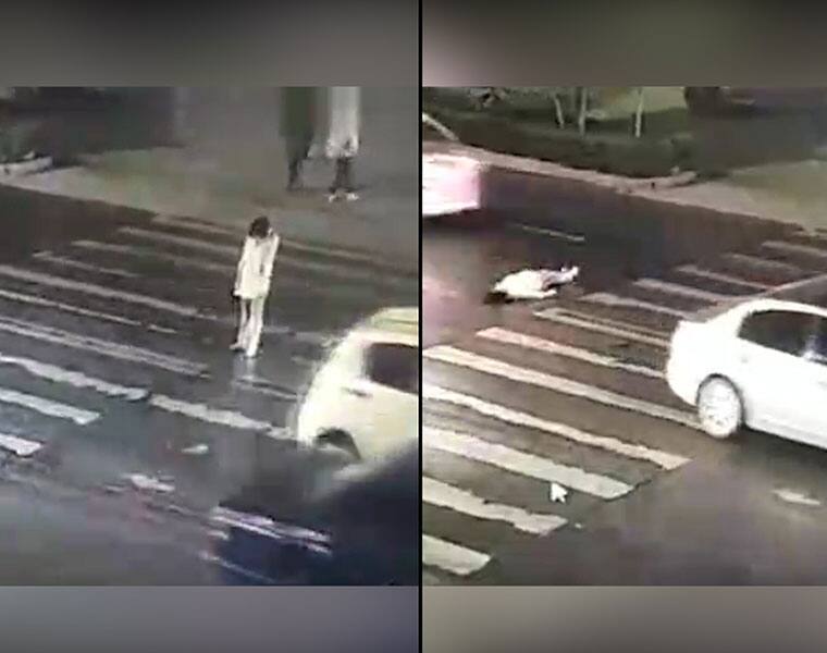 woman gets run over twice, as no one moves to help her