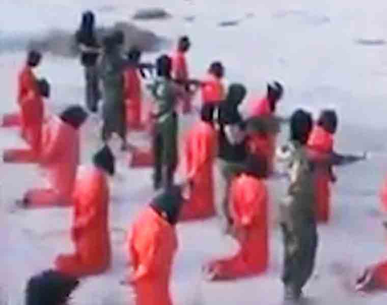 ISIS fighters blindfolded and shot as a part of mass execution