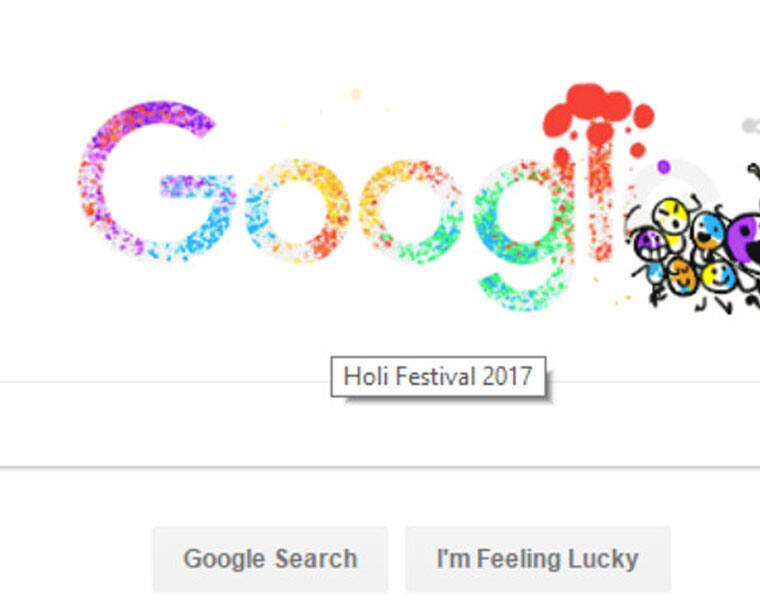 Google doodle celebrates Holi with a splash of colours