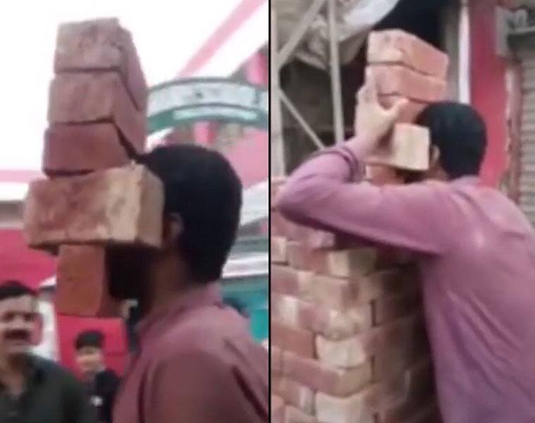 Watch: Pakistani man lifts bricks with his teeth