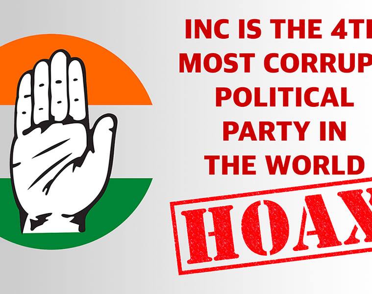 Hoax busted: INC is the 4th most corrupt political party in the world