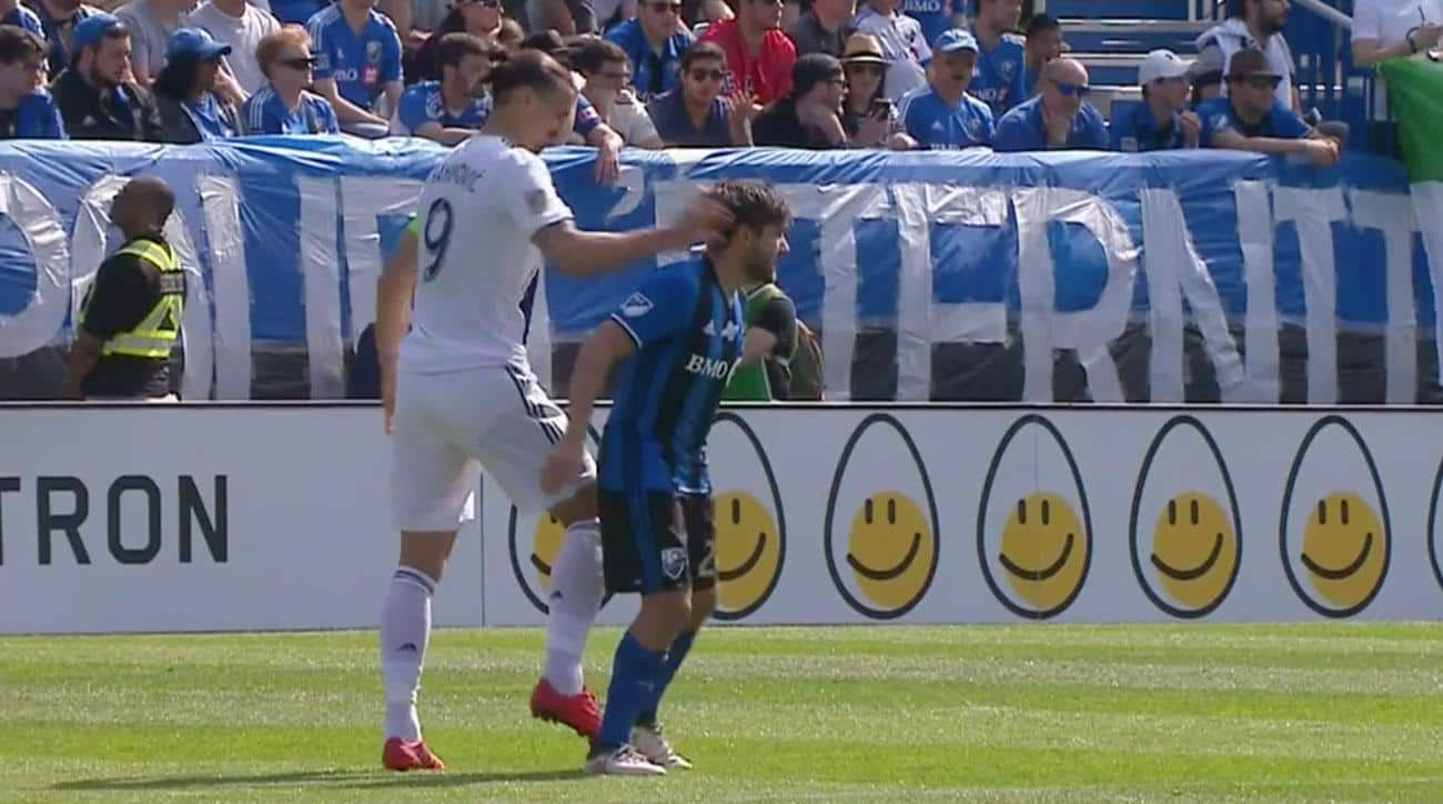 Watch: Zlatan Ibrahimovic sent off for slapping opponent