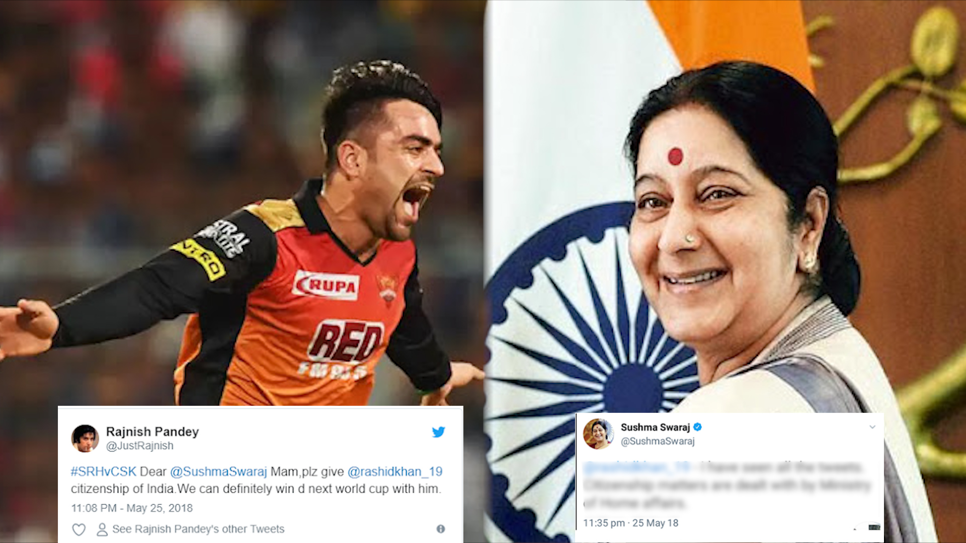 Indians asked Sushma Swaraj to give citizenship to Rashid Khan. Here's what she replied