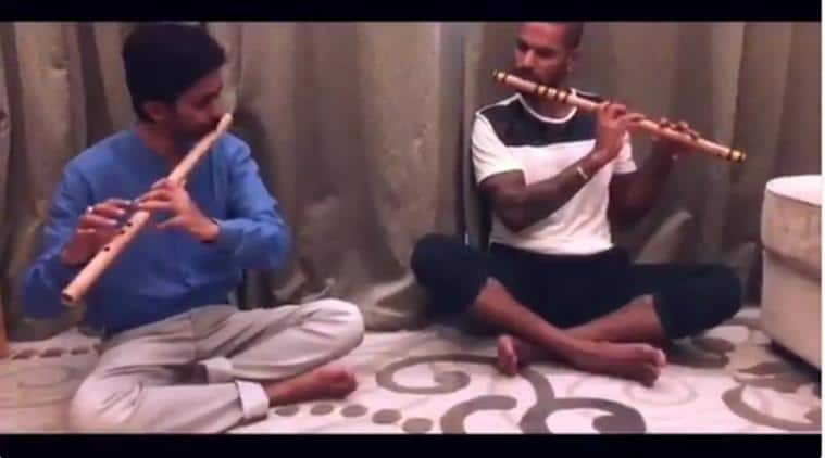 Shikhar Dhawan stuns fans  but with a FLUTE not a bat!