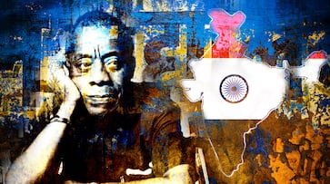 Left colour-codes India to draw parallel with Baldwin's Black-and-White America