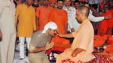 Policeman in uniform kneels before Adityanath to seek blessings, photos go viral