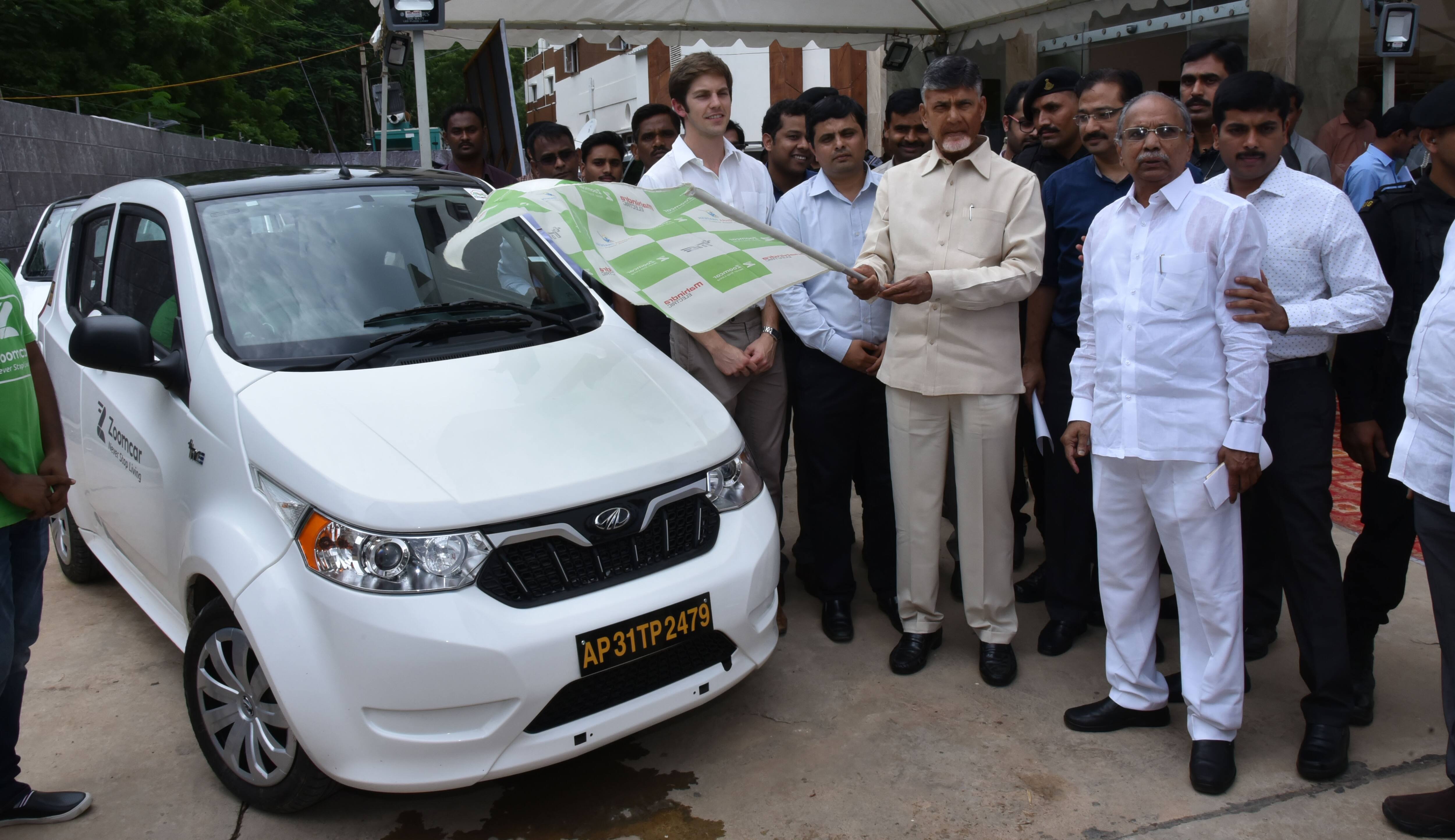 Chief Minister chandrababu launches  zoomcar services in amaravathi