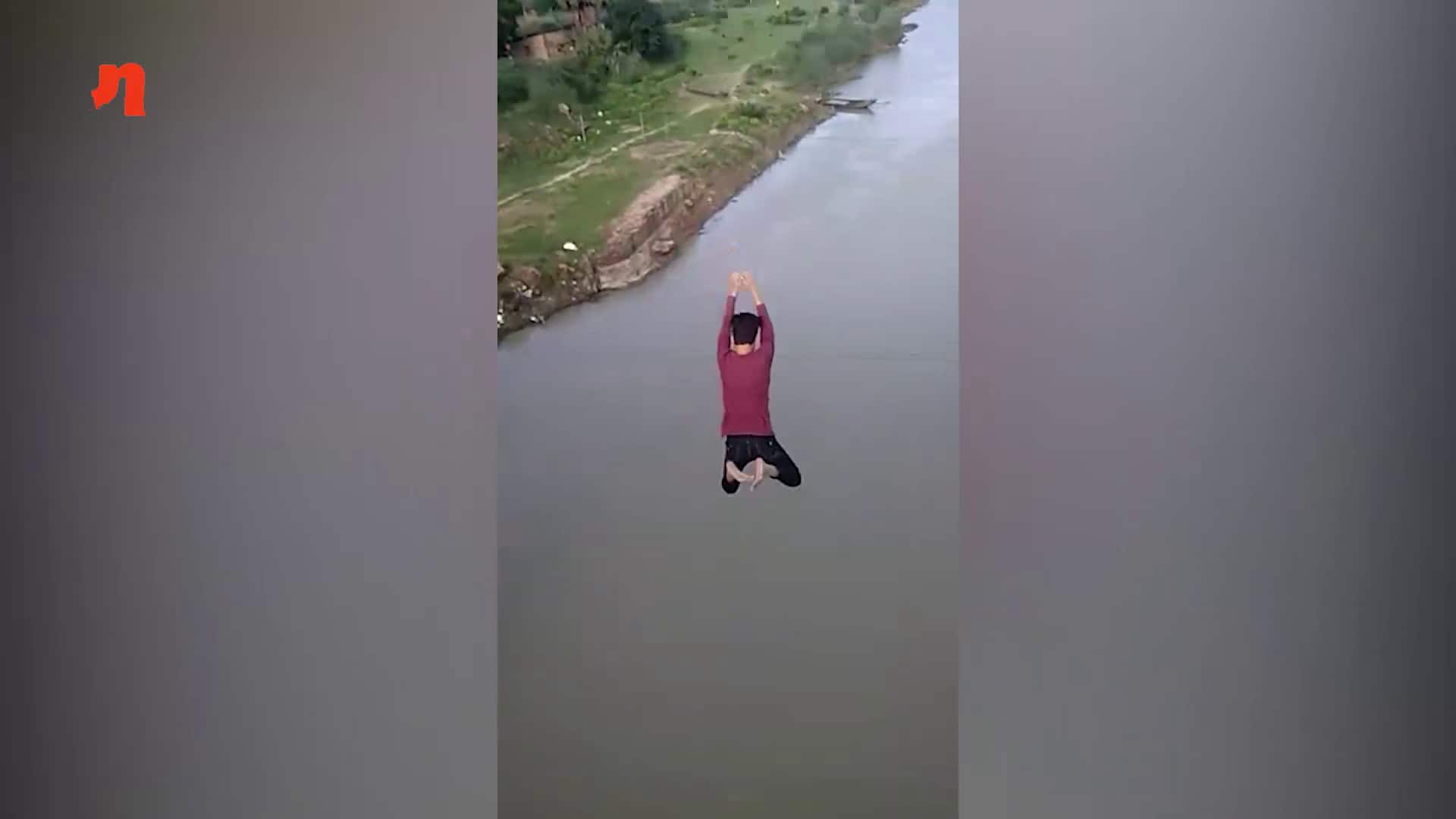 Children jumping to death in river