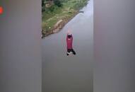 Children jumping to death in river