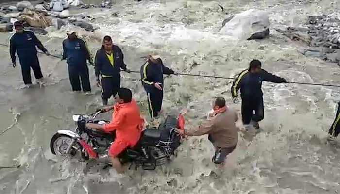 Dharali natural lake busted, flood accross Gangotri route