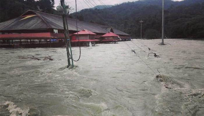 heavy flood in sabarimala temple pamba river in kerala