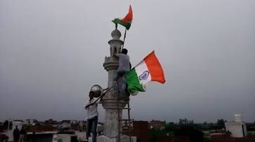 National flag hoisted atop Faridabad mosque activists temple Jai Shree Ram Vande Mataram