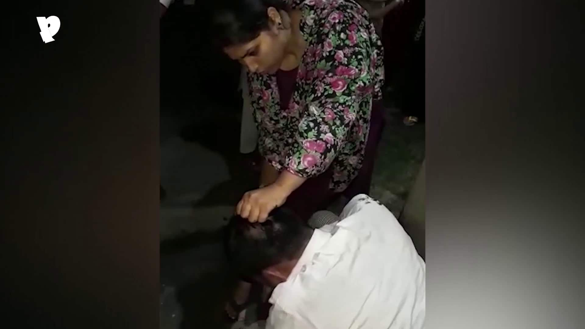 Woman cuts hair of molester