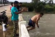 Karnataka rain: Man jumps into overflowing river as children shout, 'don't jump daddy please' (Video)