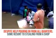 Kerala floods  fund relief material  stealing things  shop Video