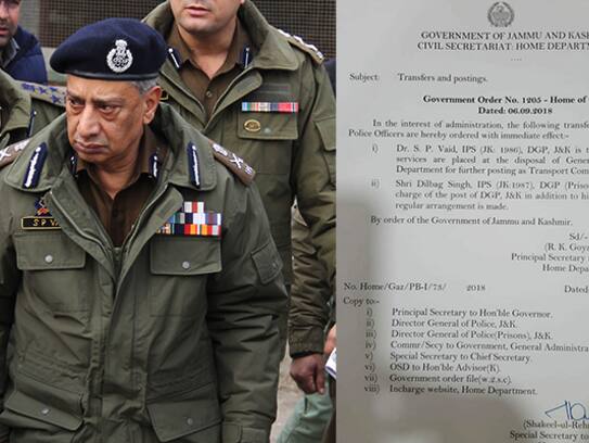 J&K DGP Vaid transferred Dilbagh Singh to take charge