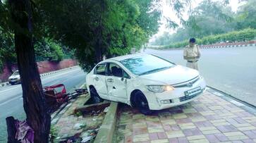 drunken Uxury car rider crushed 4 people sidewalk 2 killed delhi