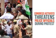 Bharat Bandh Congress workers threaten police officials during protest in Karnataka