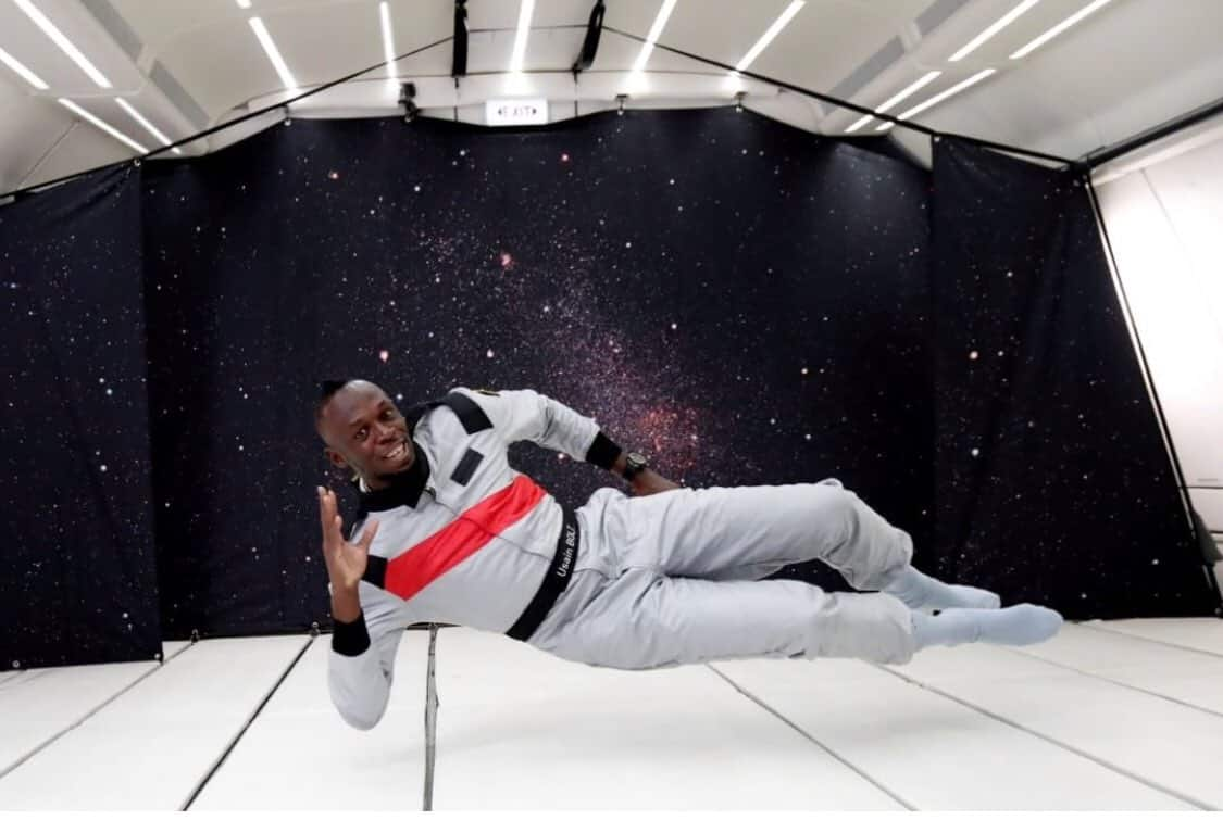 Usain Bolt sprints in zero gravity