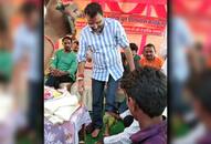 Nishikant dubey member parliament bjp worker washing feet drinking water facebook twitter