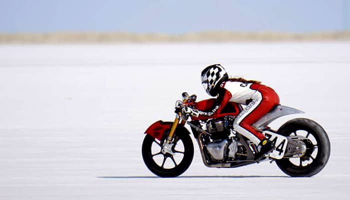 18 year old rider breaks speed record on modified Royal Enfield 650 GT