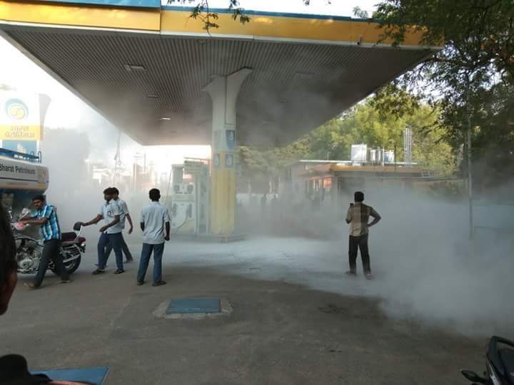 fire accident in petrol bunk in choppadandi