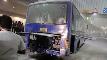 IndiGo bus catches fire aviation horror Chennai airport Fire and Rescue Services personnel