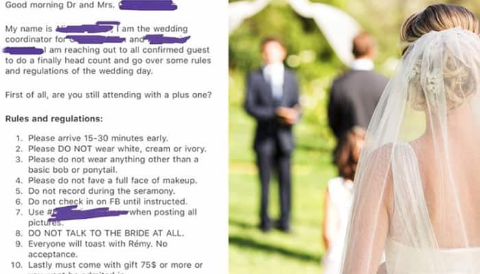 marriage invitation lists bizarre rules