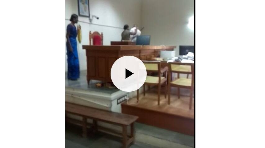 Sivaganga young men sitting on the judge seat at court