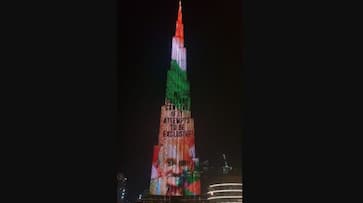 Burj Khalifa tribute Bapu Gandhi Jayanti lights up photos  Mahatma Dubai