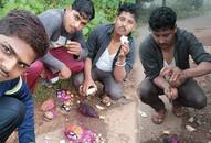 Youth consume fruits lying on road against black magic fake Karnataka