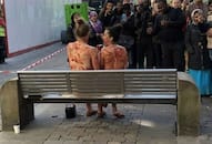 Two women's Naked in Manchester in the middle of market