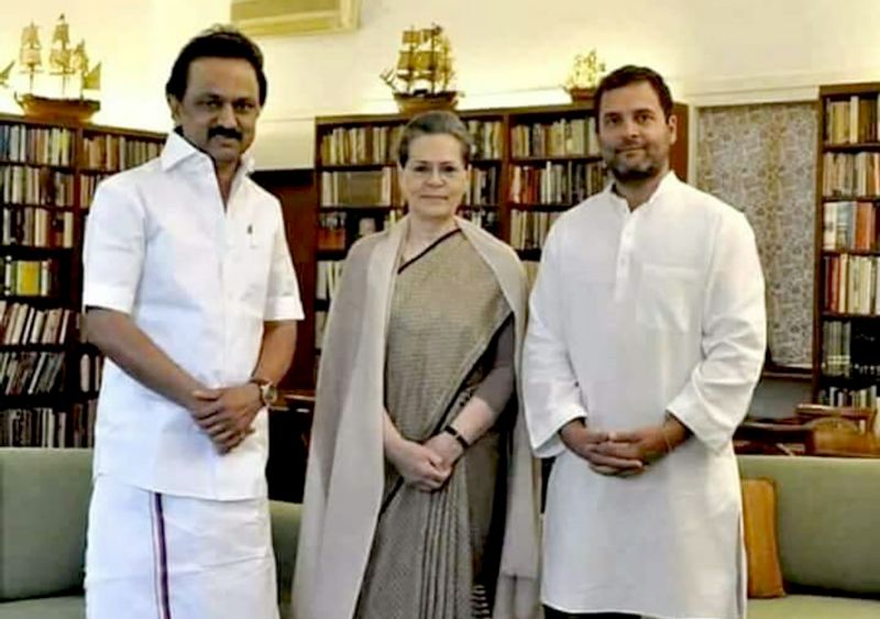 Sonia Gandhi, Rahul Gandhi, M.K. Stalin meeting