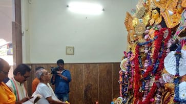 Ex-President Pranab Mukherjee wears priest's robe for Durga Puja at ancestral house