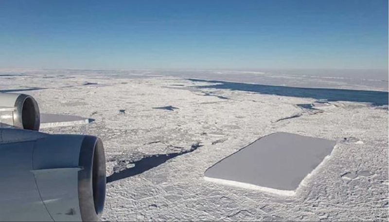 Rectangular Shaped Iceberg Is Floating In Antarctica