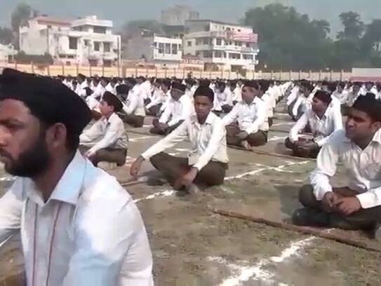 BJP attacked on congress for the point of banning rss shakhas in manifesto