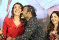 Chota K Naidu kisses Kajal Agarwal at an event