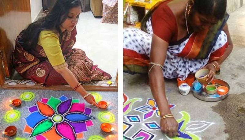 Scientific reason behind drawing rangoli in front of house