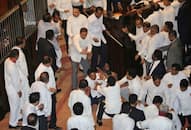 Sri Lanka political crisis ministers fight Parliament Mahinda Rajapaksa