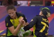 Watch: Alyssa Healy-Megan Schutt's nasty collision during Women's World T20 match against India