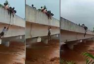 Man saved Cyclone Gaja rope viral video Dindigul Tamil Nadu