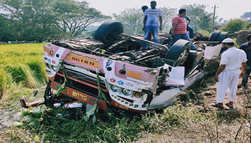 Several injured after two Bus Overturns in Kodagu and Uttara Kannada district