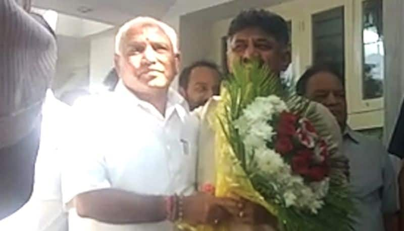 Yeddyurappa DK Shivakumar meeting residence Bengaluru Singandoor bridge video