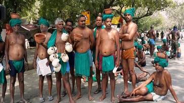 Farmers brandishing skulls? Yeah, they're demonstrators from Tamil Nadu in Delhi